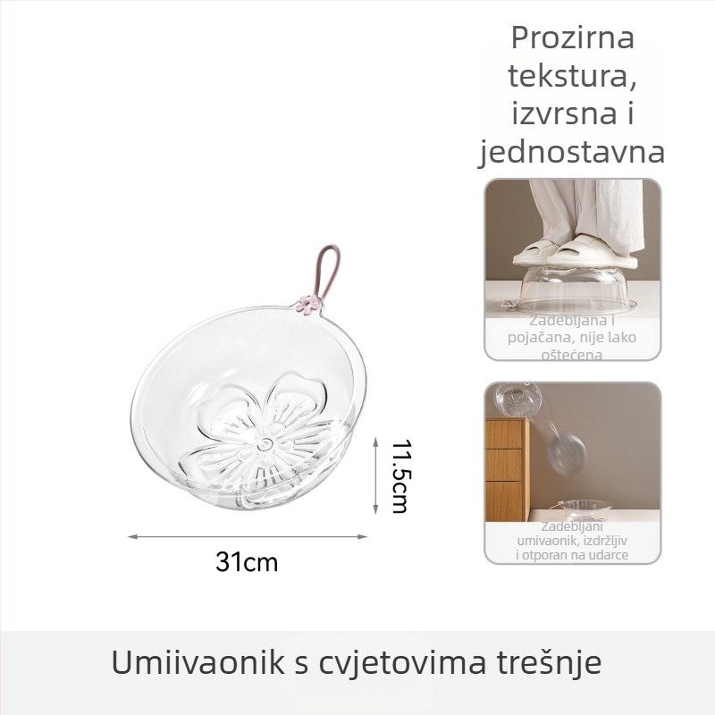 FaSoLa Prozirna kuhinjska zdjela za suđe i povrće, velika plastična zdjela s ručkom u obliku cvijeta