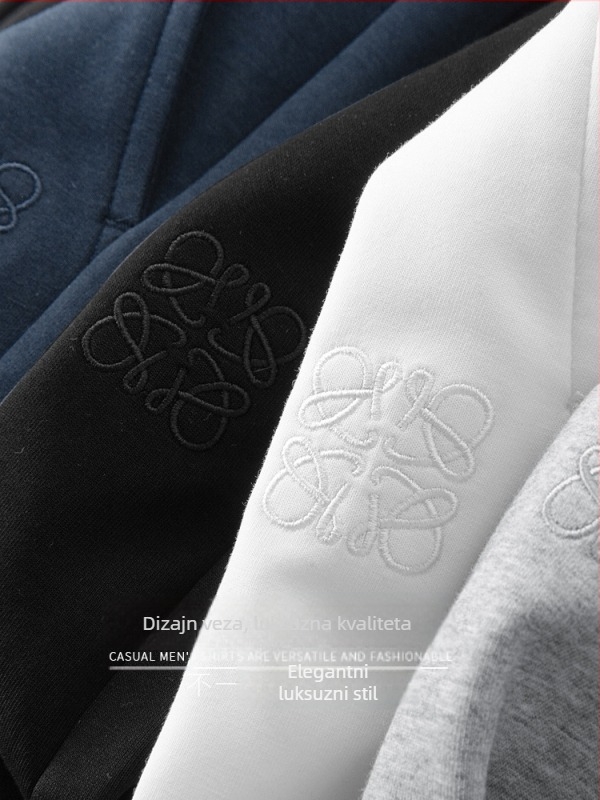 Muške sportske hlače s kožnim patchom na stražnjem džepu, Space Cotton, jesen-zima, uski kroj, bijela, casual