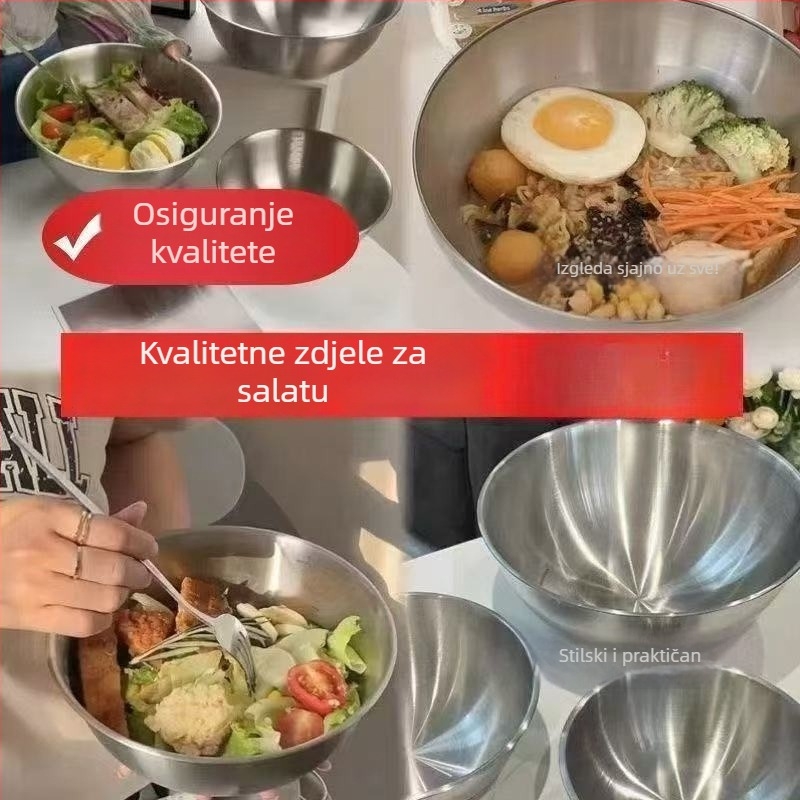Posuda od nehrđajućeg čelika za salatu, kuhanje i pečenje; korejski stil zdjela za rižu i tjesteninu; zdjela za mučenje jaja