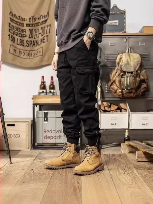 Jesenske radne hlače u Amekaji stilu, uske jogger hlače za muškarce s više džepova, od pamuka, svakodnevne, retro stil