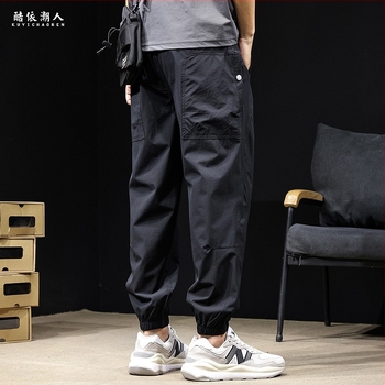 Muške casual hlače od Ice Silk s brzým sušením, ležerno krojena haremska verzija jogger, tanki materijal, srednji pojas, plus veličina, proljeće 2025