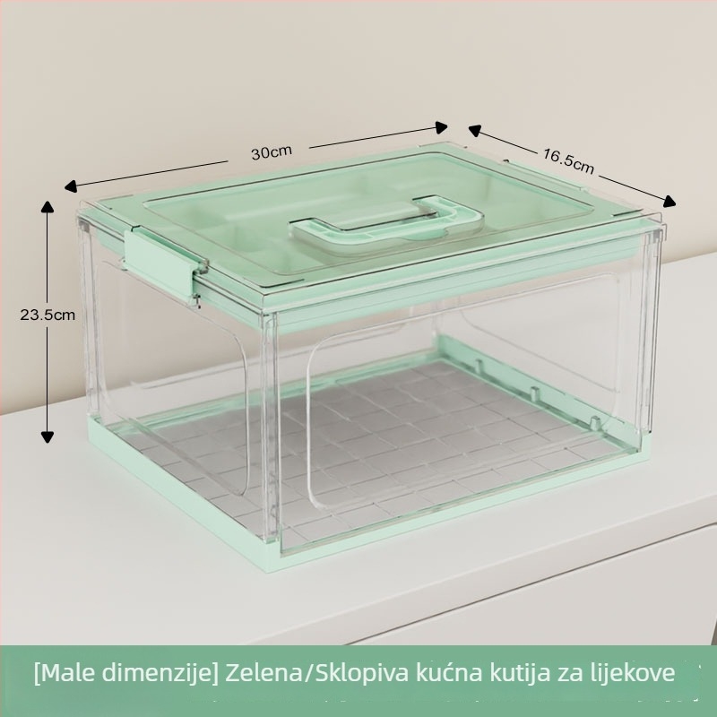 Prijenosna prozirna višeslojna medicinska kutija za kućnu upotrebu, velika kapaciteta, višeslojno skladištenje, organizator lijekova s klasifikacijom