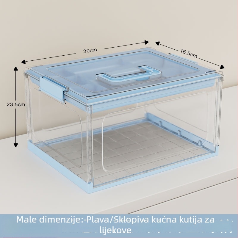 Prijenosna prozirna višeslojna medicinska kutija za kućnu upotrebu, velika kapaciteta, višeslojno skladištenje, organizator lijekova s klasifikacijom