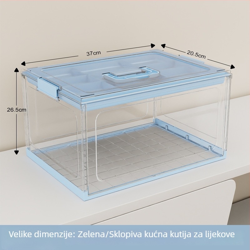 Prijenosna prozirna višeslojna medicinska kutija za kućnu upotrebu, velika kapaciteta, višeslojno skladištenje, organizator lijekova s klasifikacijom