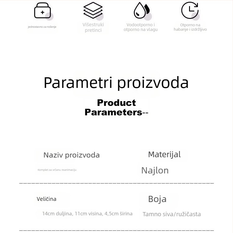 Prijenosni komplet prve pomoći, vodootporan i otporan na prašinu, s četiri odjeljka, velik kapacitet