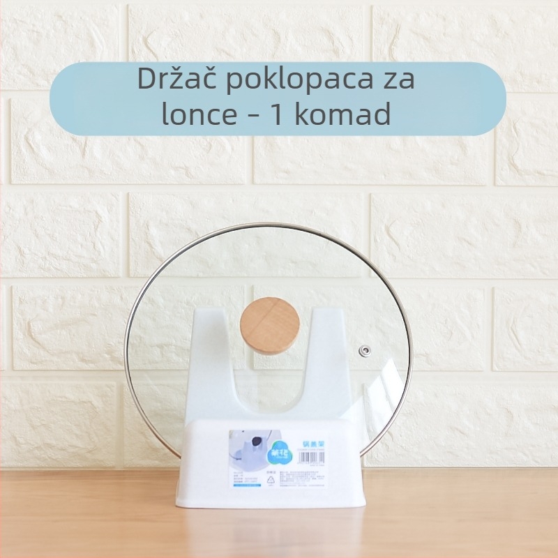 Držač poklopaca lonaca na kuhinjskom stolu, držač daske za rezanje, plastični skladišni stalak