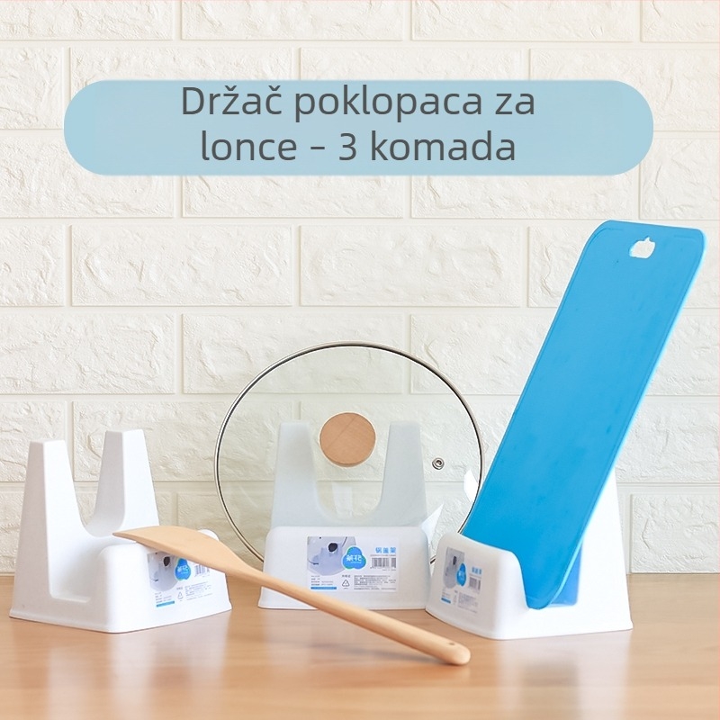 Držač poklopaca lonaca na kuhinjskom stolu, držač daske za rezanje, plastični skladišni stalak