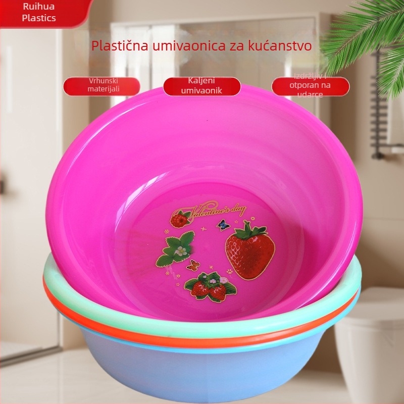Plastična zdjela za pranje lica, 37 × 11,5 cm, otporna na padove, debeli zidovi, za studente i pranje rublja