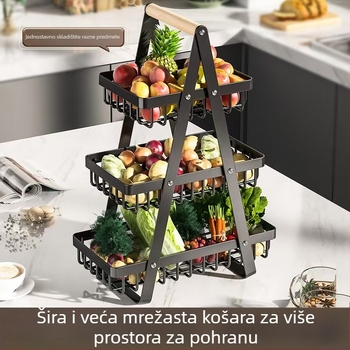 Višeslojna košara za voće i povrće na kuhinjskom pultu