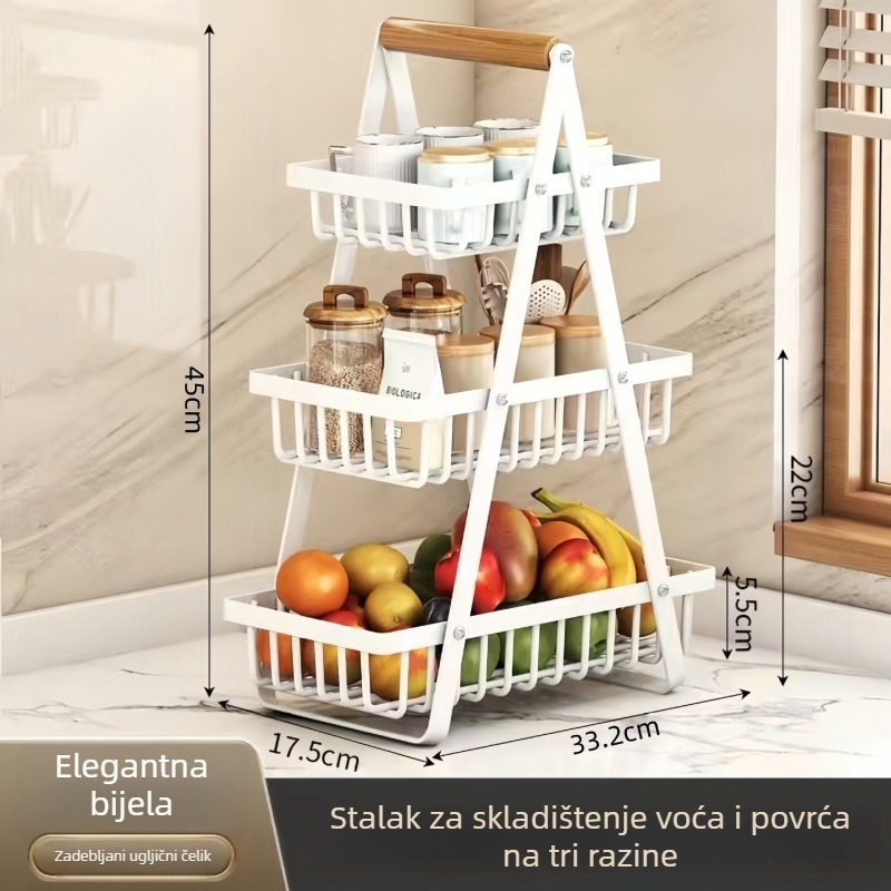 Višeslojna košara za voće i povrće na kuhinjskom pultu