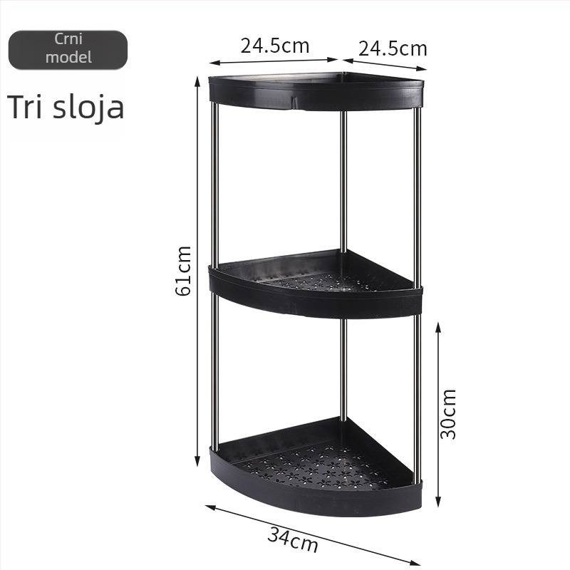 Kutni kuhinjski stalak s radnom površinom za začine, ulje, sol, umak i ocat