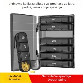 Prijenosni tjedni organizator lijekova s 28 pretinaca, u 7 boja