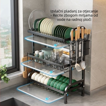 Višeslojni kuhinjski stalak za posuđe, od čelika, na ploču s odvlaživanjem, moderni minimalistički dizajn
