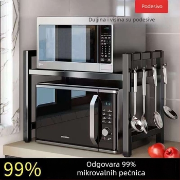 Izvlačni stalak za mikrovalnu na kuhinjskom pultu, podesiva dužina 42–64 cm, metalni kućanski skladišni regal, moderni minimalistički dizajn