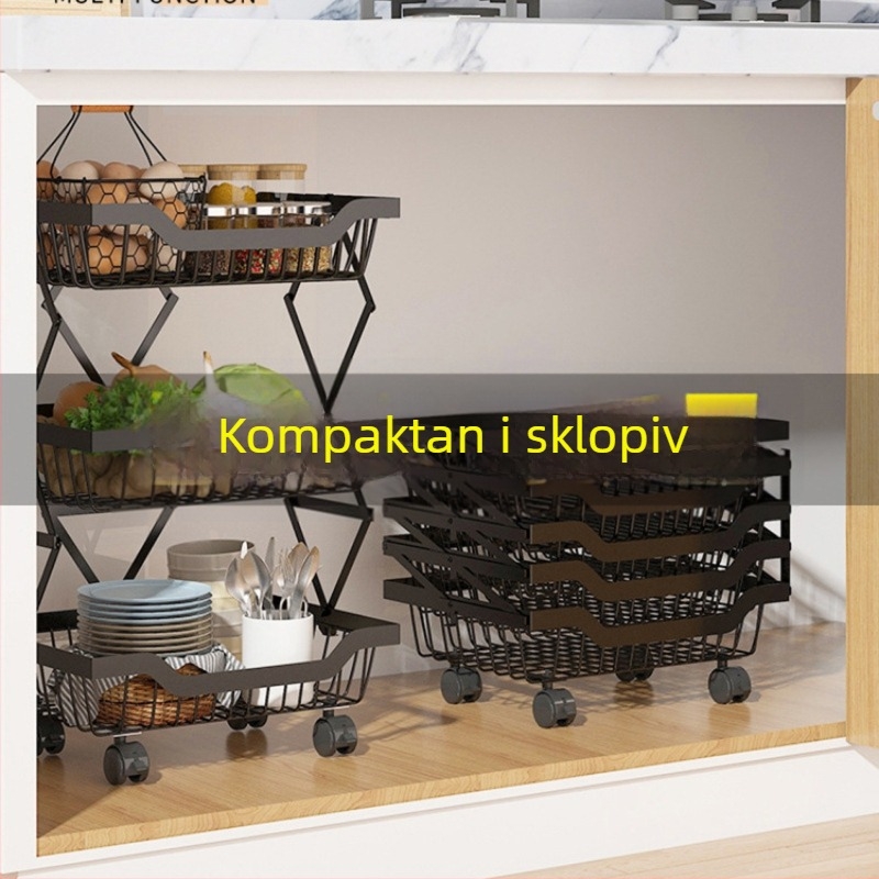 Sklopivi višeslojni kutni okretni stalak za voće, povrće i začine
