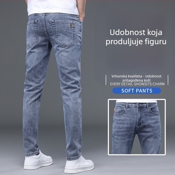 Muške traperice visokokvalitetnog ispranog denima, slim straight kroj, srednja talija, zatvarač, casual, s više džepova