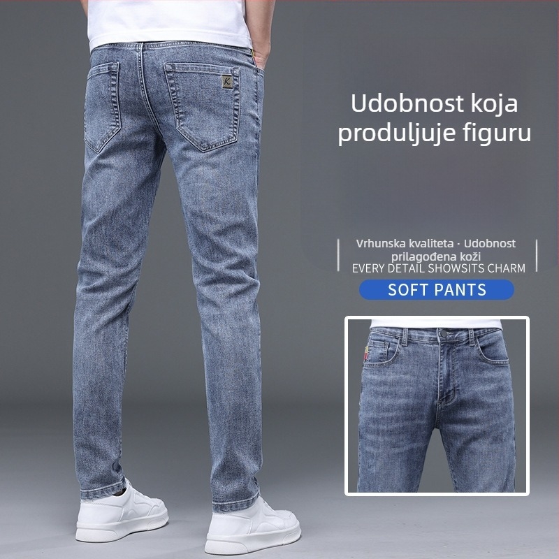 Muške traperice visokokvalitetnog ispranog denima, slim straight kroj, srednja talija, zatvarač, casual, s više džepova