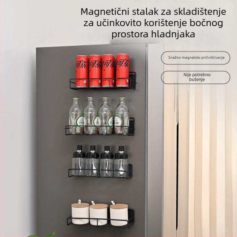 Magnetski držač za začine, zidni, bez bušenja, metalna polica za pohranu