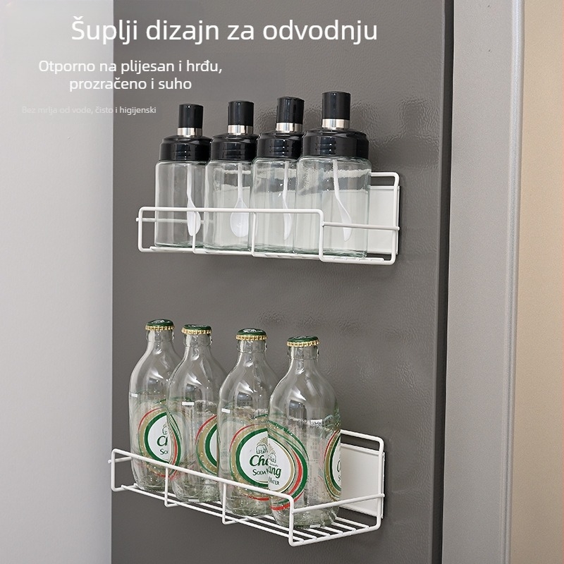 Magnetski držač za začine, zidni, bez bušenja, metalna polica za pohranu