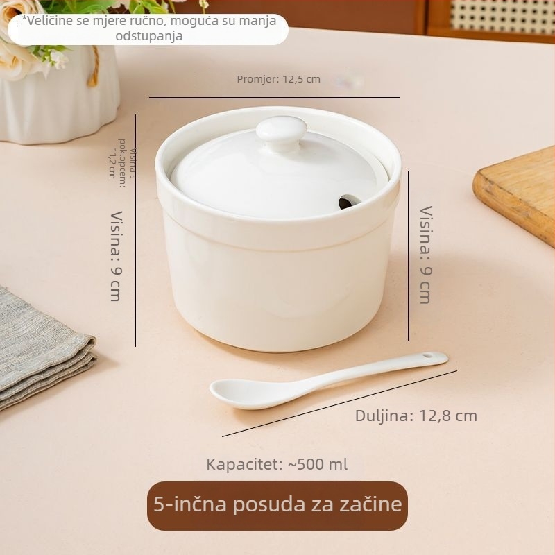 Keramička posuda za začine s poklopcem – za ulje, svinjsku masnoću i čili papričice