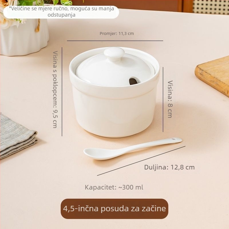 Keramička posuda za začine s poklopcem – za ulje, svinjsku masnoću i čili papričice