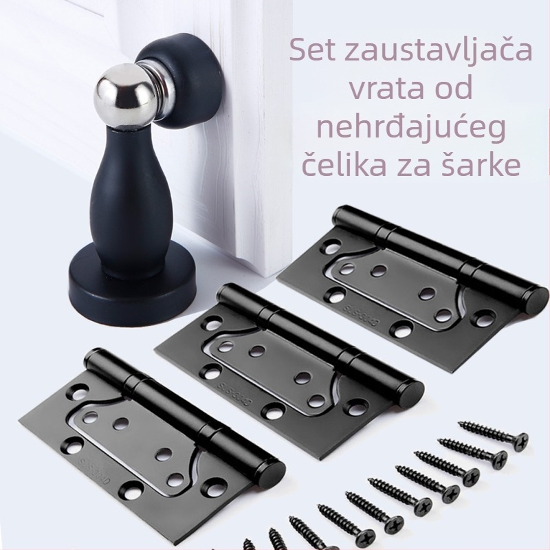 Crni nehrđajući čelični zidni stopper za vrata s magnetom, zaštita od udara za kupaonku