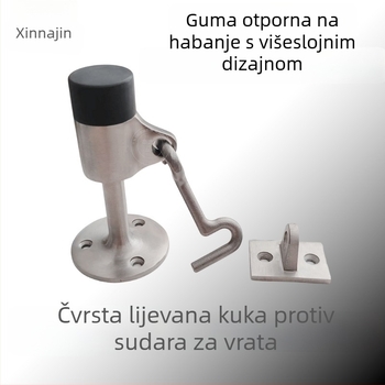 Stoper za vrata od 304/316 nehrđajućeg čelika, s kukom i pozicionerom, gumeni vrh, otporan na vjetar