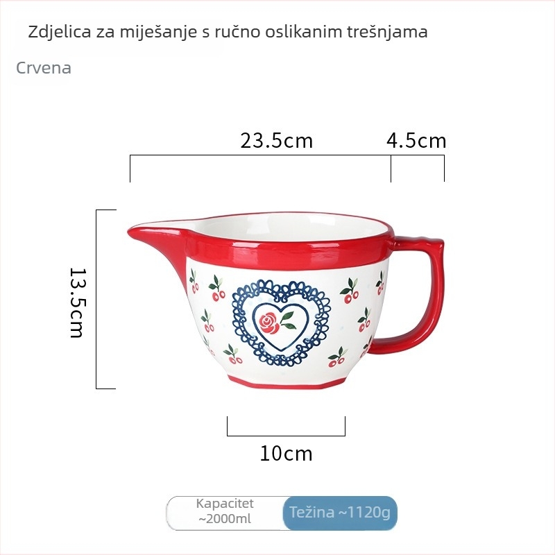 Huafu porculanska zdjela za miješanje, velika kućna zdjela za jaja i tijesto, s otvorom za odvod tekućine, pogodna za pečenje i kuhanje