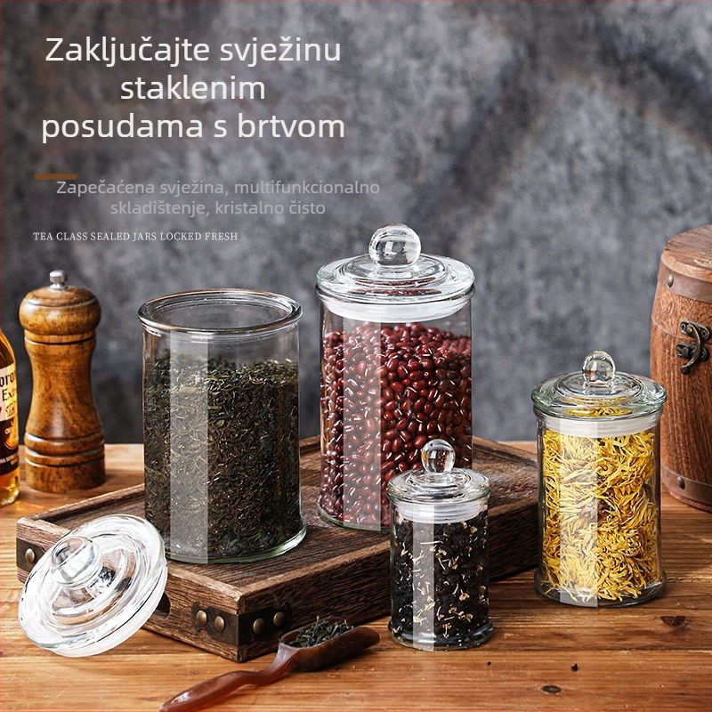 Staklene posude za čaj i skladištenje žitarica, kuhinjski spremnici s pouzdanim zatvaranjem