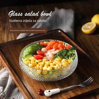 Japanski stil staklena zdjela sa zlatnim obrubom, prozirna posuda za voće, moderna zdjela za salate i povrće, kućanski posuđe, kreativna zdjela za hladna jela i ramen