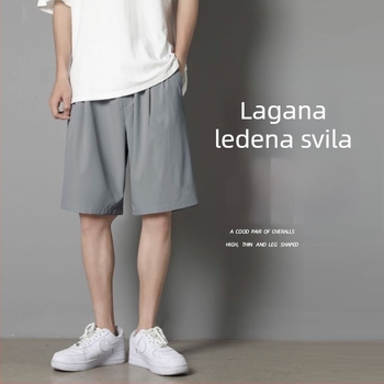 Muške šortse od ice silk, jednobojne, ljetne, lagane, ravnog kroja, udobne za sport i plažu.