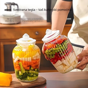 Staklena posuda za kiseli krastavac s poklopcem od prehrambenog akrila, zatvoren spremnik za čuvanje kiselog povrća