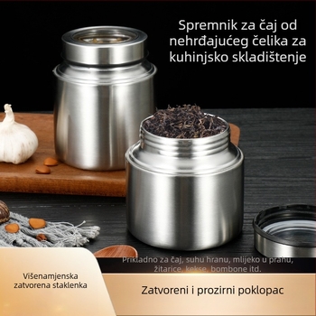 304 nehrđajući čelik, zatvoren prozirni višenamjenski spremnik za čaj, kineska biljna medicina i hranu – otporan na vlagu, čuva svježinu