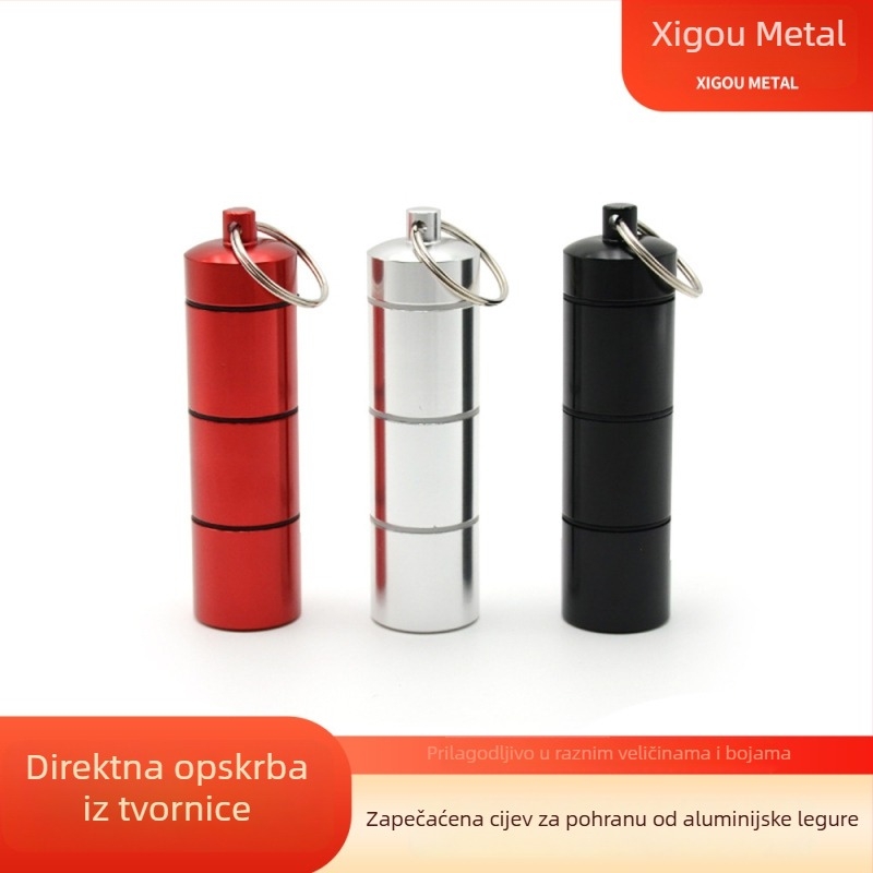 Prijenosna metalna kutija s 7 odjeljaka za tjedan, aluminijska legura, odvojiva, zatvorena, otporna na vlagu
