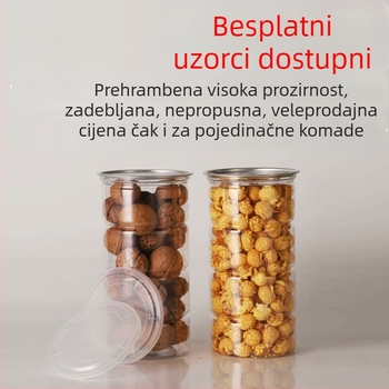 Prozirni PET spremnik za kokice, prehrambene kvalitete, s hermetičkim poklopcem i lakim otvaranjem