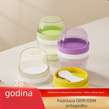 Okrugla posuda za pohranu hrane za bebe i užine, dvostruka sloj s poklopom, plastična kuhinjska posuda za hranu