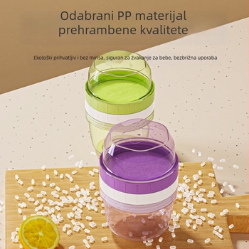 Okrugla posuda za pohranu hrane za bebe i užine, dvostruka sloj s poklopom, plastična kuhinjska posuda za hranu