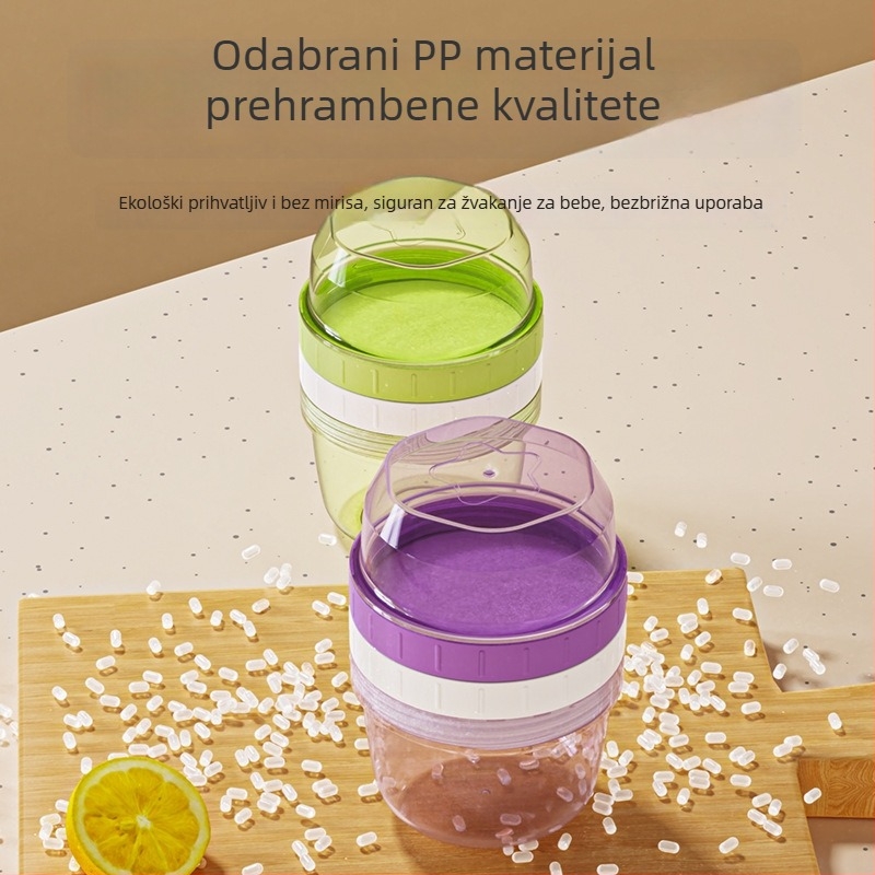 Okrugla posuda za pohranu hrane za bebe i užine, dvostruka sloj s poklopom, plastična kuhinjska posuda za hranu