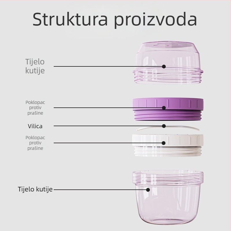 Okrugla posuda za pohranu hrane za bebe i užine, dvostruka sloj s poklopom, plastična kuhinjska posuda za hranu