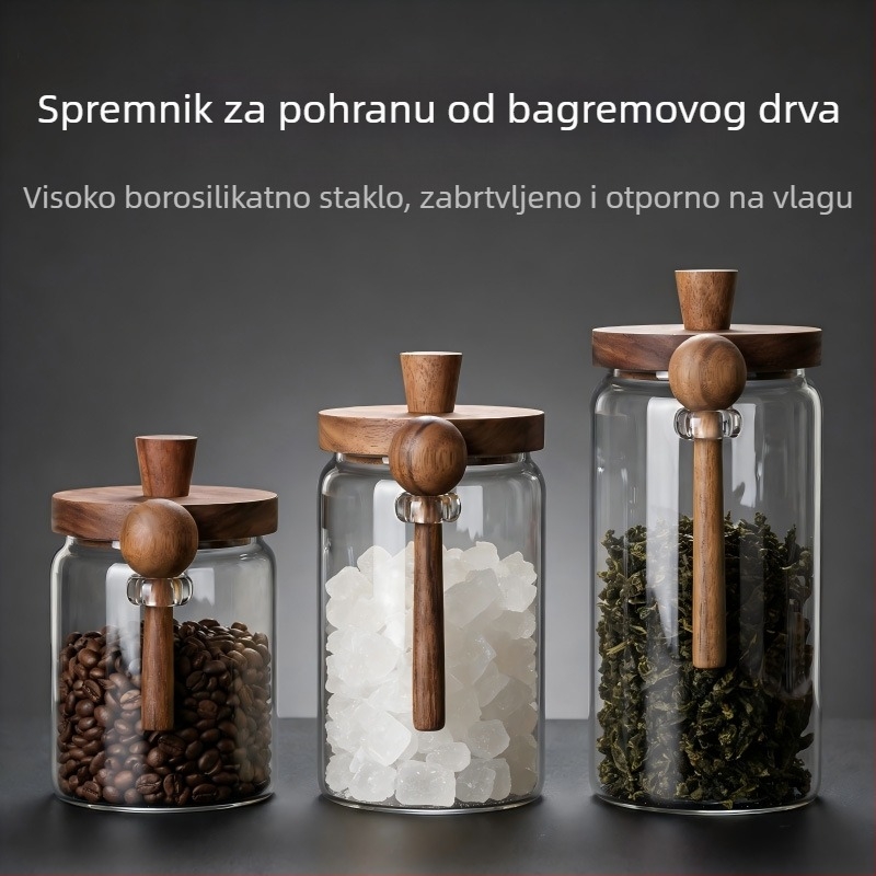 Staklena posuda za med od borosilikatnog stakla sa miješalom, spremnik za hranu za džem i med