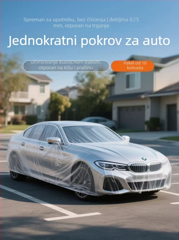 Jednokratna zaštitna navlaka za automobil s vrpcom, vodootporna, otporna na prljavštinu, ptičji izmet i lišće, debeli zaštitni film protiv prašine