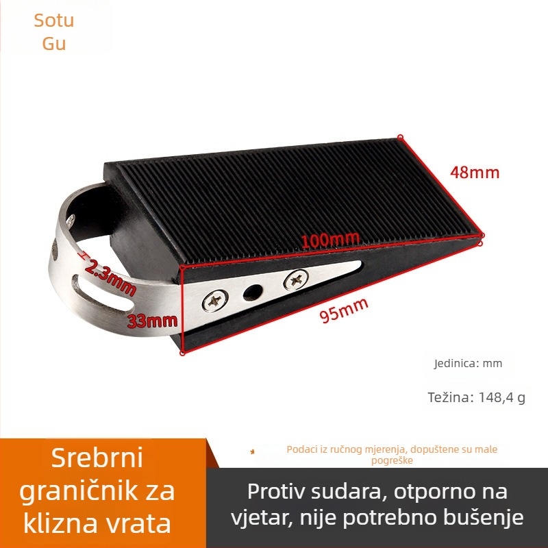 Stopper za vrata od silikona, veliki klin, montiran na pod, zaštita od udara za kućnu upotrebu