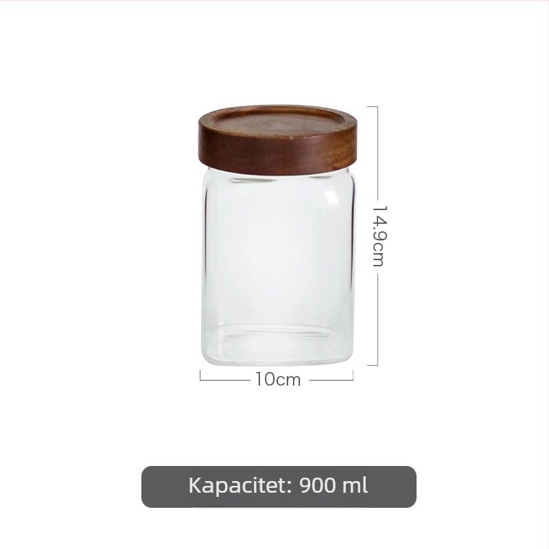 Staklena posuda za čaj i mljevenu kavu, kvadratna boca s okruglim poklopcem, 300 ml