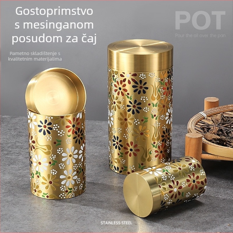 Latunova posuda za čaj sa zatvarajućim poklopcem, čajna posuda, uredska stolna dekoracija u kineskom stilu, prijenosna putna dekoracija, izdržljiva.