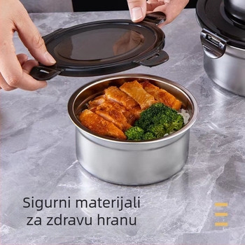Okrugla izolirana kutija za ručak od nehrđajućeg čelika 304 s poklopcem