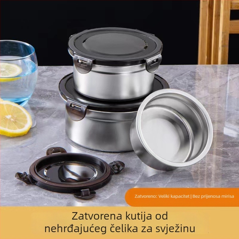 Okrugla izolirana kutija za ručak od nehrđajućeg čelika 304 s poklopcem