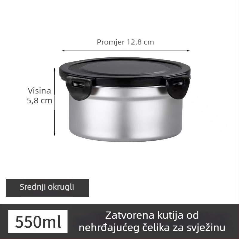 Okrugla izolirana kutija za ručak od nehrđajućeg čelika 304 s poklopcem
