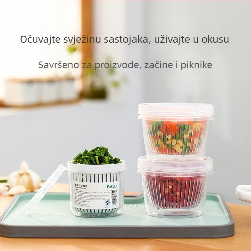 Dvostruki odvodni spremnik za voće i povrće sa odvodom, za luk, đumbir i češnjak