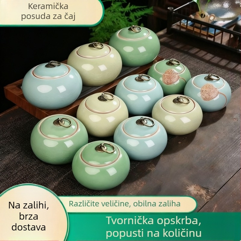 Ge Kiln Zen posuda za čaj, lagana keramička hermetička posuda za skladištenje čaja