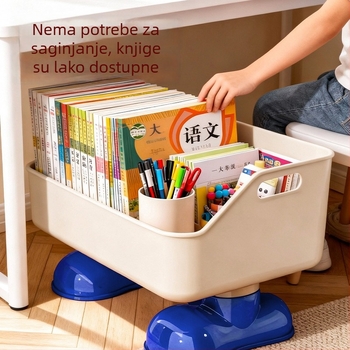 Mobilni rega ispod stola s kotačićima, za učenike – za knjige, torbe i užinu, sladak i kreativni dizajn